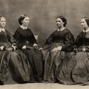 This portrait, titled “Leading Women of Zion” on the frame, was taken circa 1867 by Edward Martin. Left to right: Zina D. H. Young, Bathsheba W. Smith, Emily P. Young, and Eliza R. Snow. (PH 893, Church History Library, Salt Lake City.)